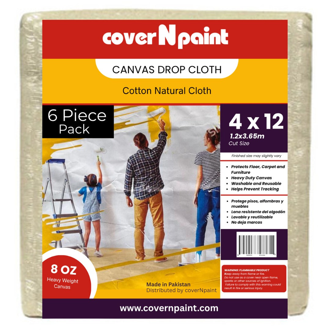 Buy 4 ft. x 12 ft. | 6 Pack Canvas Drop Cloth