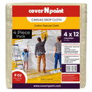4 ft. x 12 ft. | 4 Pack Canvas Drop Cloth | 100% Canvas | Washable | All Purpose
