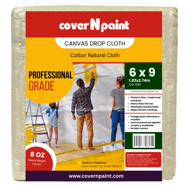 Canvas Drop Cloth | 100% Canvas | Washable | All Purpose | 6 ft. x 9 ft.