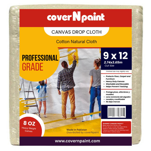 9 ft. x 12 ft. Canvas Drop Cloth | 100% Canvas | Washable | All Purpose