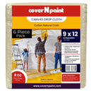 9 ft. x 12 ft. | 6 Pack Canvas Drop Cloth | 100% Canvas | Washable | All Purpose